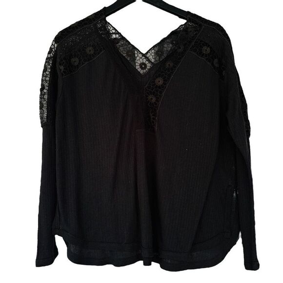FREE PEOPLE Lola Long Sleeve Top in Washed Black Size XS - Picture 1 of 7